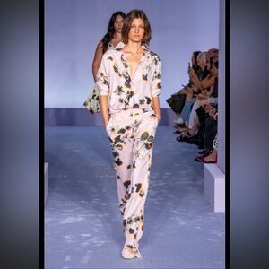 Brandon Maxwell Floral Print Jumpsuit in Pink and Blue